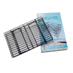 Supports de refroidissement empilables <span class=keywords><strong>à</strong></span> 3 niveaux en acier au carbone antiadhésif pour gâteaux, biscuits, <span class=keywords><strong>pain</strong></span> avec pieds pliables, résistants au <span class=keywords><strong>four</strong></span>, accessoires de cuisson - Product Image 4