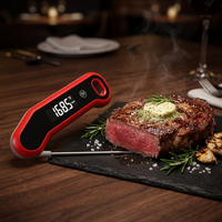 Termometer Daging Digital Lipat Tahan Air IP67 Bahan Stainless Steel 304 untuk Memasak Makanan di Dapur, BBQ, dan Panggangan