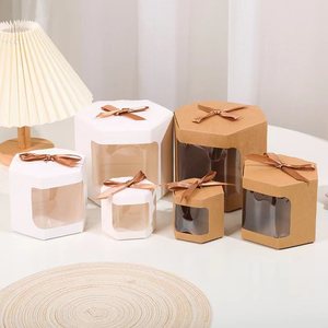 Caja de papel de embalaje con Lazo de cinta, hexagonal, transparente, para regalos, venta al por mayor, tienda Web - Product Image 2