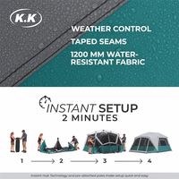 Tente de camping familiale grande taille personnalisée Kawagebo Kamp (KK) – Installation instantanée et facile pour 10 personnes – Tente extérieure avec bâche de protection contre la pluie – Fabricant