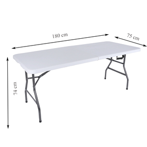 Tavolo e sedia da festa in plastica bianca da 6 piedi per esterni per eventi, campeggio e griglie per barbecue - Product Image 1