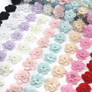 4.5cm Width Pearl Flower Beaded <strong>Embroidery</strong> DIY Accessories Sewing <strong>Material</strong> Just a Trim Bride Lace Trim Fabrics for Dresses - Product Image 1
