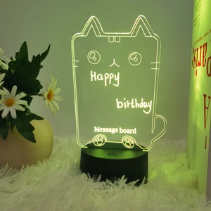 Bloc-notes acrylique créatif 3D LED DIY en gros avec veilleuse et tableau de messages réinscriptible - Product Image 1