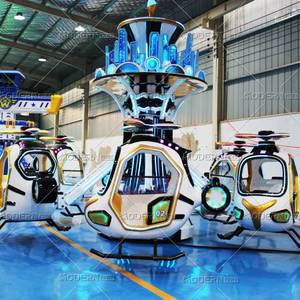 Manège de fête foraine : hélicoptère auto-volant et avion à commande manuelle pour enfants - Product Image 2