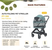 Poussette de voyage pliable automatique à une main pour animaux de compagnie (chiens, chats) – Vente en gros OEM ODM