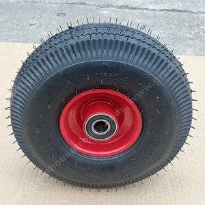 Roue de pneu en caoutchouc gonflable pneumatique de 10 ''décalée 4.10/3.50-4 avec roulements pour chariot à main camion jardin remorque chariot utilitaire - Product Image 2