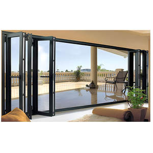 Puerta plegable de Metal plegable de estilo moderno de alta calidad, puertas de ventanas corredizas de aluminio impermeables, Red de pantalla de fibra de vidrio terminada - Product Image 3