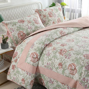 <span class=keywords><strong>2021</strong></span> nuevo diseño Floral colcha 100% algodón lujo colcha acolchada conjunto de colcha con funda de almohada - Product Image 2