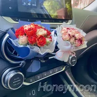 Mini Ornement d'aromathérapie exquis pour grille d'aération de voiture, Bouquet de fleurs séchées, Rose séchée naturelle, Cadeau de Saint-Valentin