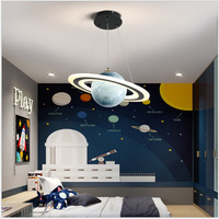 Lustre LED en acrylique en forme de Saturne pour chambre d'enfant, design astronaute, simple, noir, pour salon