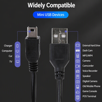 Câble de charge pour téléphone senior Mini 5P pour caméra embarquée USB Type-C Câble de données MP3/MP4/MP5 PVC Charge rapide Quatre cœurs