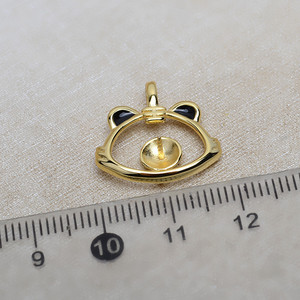 Pendentif Tigre du Zodiaque en Argent S925 avec Plateau Vide pour Perle 8-9 mm, Accessoires de Bijoux DIY pour Femme, Tigre Or Rose Année 4875 - Product Image 4