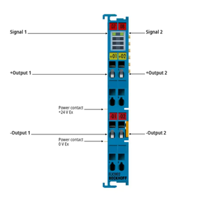 Module de contrôle sécurisé Beckhoff ELX2002 à 2 canaux EtherCAT pour sorties numériques, idéal pour la programmation PLC et les zones 0/20 - Product Image 1