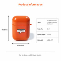 Vente en gros de tubes de gloss à lèvres miniatures mignons et uniques en forme d'écouteurs avec bouchon à vis en forme de cœur, emballage créatif pour produits cosmétiques