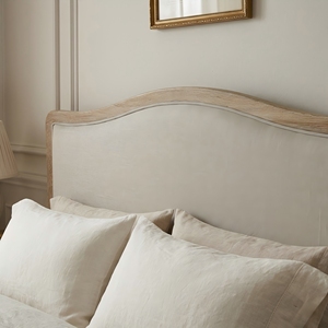 HL114K Testiera del <span class=keywords><strong>Letto</strong></span> in Stile <span class=keywords><strong>Francese</strong></span> di Lusso, King Size, Rivestita in Morbido Lino con Eleganti Linee, in Legno di Quercia Massiccio - Product Image 2