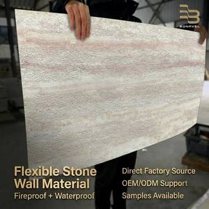Revêtement mural flexible en pierre souple ignifuge Sandstone Blush 3D Rammed Earth MCM pour la décoration intérieure et extérieure - Product Image 1