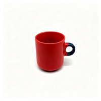 Mini tasse à expresso rouge de 4,5 oz avec poignée noire, petite tasse à cortado