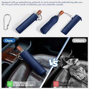 Paraguas plegable de viaje con 3 ganchos personalizados para la lluvia Paraguas automático con el logotipo - Product Image 2