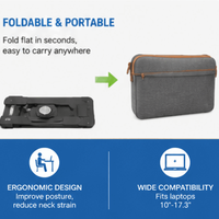 Support d'ordinateur portable ergonomique Zeno réglable en hauteur, pliable, pour bureau et tablette