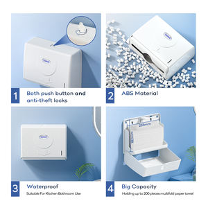 Distributeur d'essuie-mains pour toilettes publiques, peut contenir 200 feuilles, pour sécher les mains après le lavage - Product Image 2