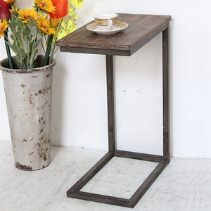 <span class=keywords><strong>Luckywind</strong></span>-mesa lateral de aperitivos de <span class=keywords><strong>Metal</strong></span>, Industrial, Vintage, de madera, con extremo en forma de C, para sofá y cama - Product Image 3