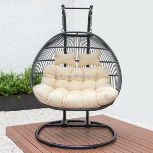 Outdoor Garden Furniture Patio Swing Chair Double Seat Hanging Egg Chair Swing With Stand