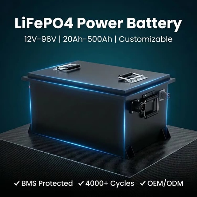 Outdoor Power Supply LiFePO4 Battery Pack 12V24V Large Capacity Waterproof Low Temp Resistant OEM Custom