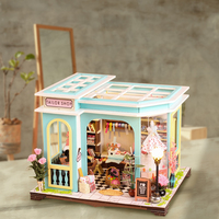 Kit de Casa de Muñecas en Miniatura Retro Tailor Shop con Luz LED, Kit de Modelo en Miniatura de Madera 3D para Decoración del Hogar