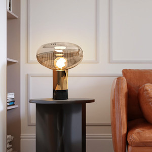 <span class=keywords><strong>Lampe</strong></span> de chevet en verre à bouton-poussoir LED au design nordique de luxe léger pour chambre à coucher et salon - Product Image 4