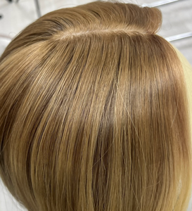 Prothèse capillaire mi-longue blond doré, longue durée, douce, naturelle, avec couverture en dentelle HD transparente, pour les zones clairsemées, pour femmes, pour l'alopécie et les <span class=keywords><strong>cheveux</strong></span> <span class=keywords><strong>gris</strong></span> - Product Image 2