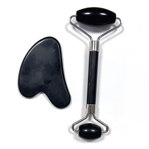 Black Xiuyan <b>Jade</b> Massage Skin Revitalizer Home Use Black <b>Jade</b> <b>Roller</b> Set With Guasha Board - Product Image 6