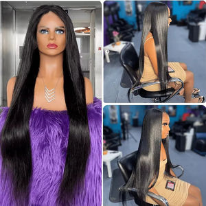 Perruque <span class=keywords><strong>en</strong></span> dentelle HD noire naturelle, pré-décolorée, droite, sans colle, cheveux humains - Product Image 3