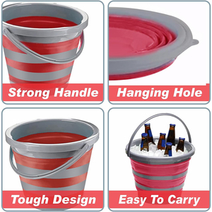 Đóng Mở 10L Xô Đơn Giản Mang Theo Thiết Kế Di Động Cho Ngoài Trời Nước Cá Ice Lưu Trữ Có Thể Gập Lại Tính Năng Cho Bãi Biển Trại - Product Image 5