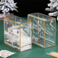 Emballages en plastique PET, boîtes cadeaux en plastique transparent, boîtes à pâtisserie, boîtes à dragées, emballages en PVC pour Noël avec poignée