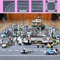 Compatible avec les briques Lego, plaque de base pour briques de construction, jouet de sol pour route de contournement droite à petites particules, bricolage