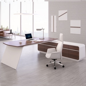 Meubles de direction modernes, table en placage MDF, bureau de PDG, bureau de direction en forme de L de luxe, mobilier de bureau - Product Image 3