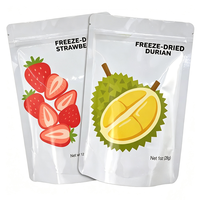Sachet Doypack Mylar Personnalisé Imprimé pour Fruits Lyophilisés, avec Fermeture Ziplock Argentée et Fenêtre Transparente, pour Emballage Alimentaire