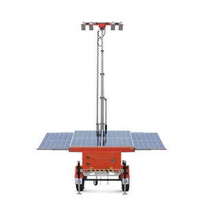 Portable Led Solar Telescopic Trailer Light Tower With CCTV Camera