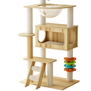 Arbre à chat <span class=keywords><strong>de</strong></span> luxe <span class=keywords><strong>de</strong></span> 90,55 pouces, grand et haut, avec <span class=keywords><strong>tour</strong></span> à gratter, <span class=keywords><strong>lit</strong></span>, hamac, <span class=keywords><strong>tapis</strong></span> amovibles, meubles pour chat robustes - Product Image 4