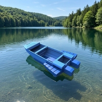 Bateau modulaire pliable en PE pour l'inspection des bassins et le sauvetage en eaux vives, transportable sur toit de voiture, anti-rayures, faible résistance au vent