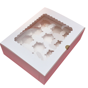 Cheap price custom recycle kraft paper cake box for bakery, cake cupcake packaging with plastic clear windows packaging boxes