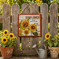HARVEST SUNFLOWER Art Deco Plaques murales décoratives en métal pour la maison et la cuisine, ensemble de 2 pièces faites à la main