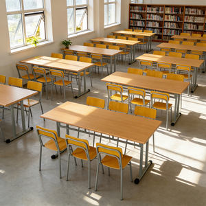 Prix <span class=keywords><strong>de</strong></span> gros : Table d'étude scolaire 6 places pour bibliothèque, bureau <span class=keywords><strong>de</strong></span> <span class=keywords><strong>lecture</strong></span> en contreplaqué et chaises pour étudiants, certifiées CE - Product Image 2