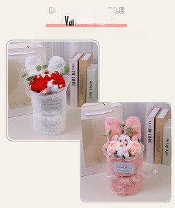 Diseño de alta calidad, flor de ganchillo, decoración de Orejas de conejo para regalos de vacaciones, flores artificiales, conjunto de ramo de flores de ganchillo, regalos - Product Image 5