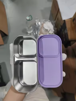 AOHEA Boîte à goûter en acier inoxydable 304 pour adultes, anti-fuite, avec accessoires chauds américains et australiens, tasse à sauce, tasse à yaourt
