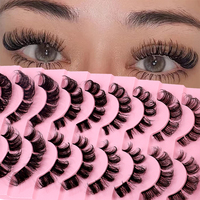 10 paires ensemble Volume russe segmenté faux cils dramatique recourbé et épais Style cils bricolage Extension de cils