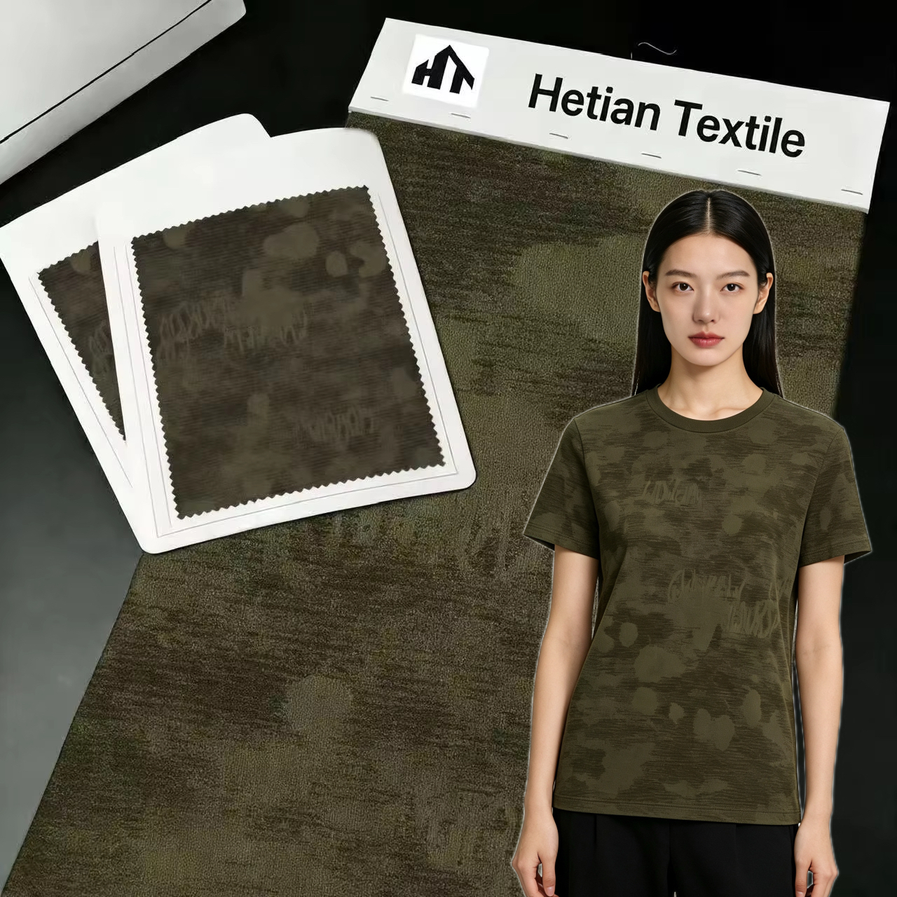 Green Retro-textured Tricot Fabric Wrinkle Resistant Breathable Garment Featuring Streetwear Print Technology Medium Costumes