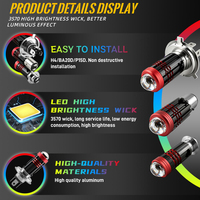 Nouvelle lampe LED pour moto D2-X, mini canon en acier D2 X, lampe LED pour moto avec douille BA20 H4 P15D
