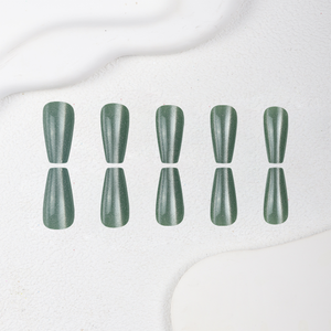 <span class=keywords><strong>Faux</strong></span> Ongles à Presser Réutilisables pour Femmes, Couverture Complète, Forme Ballerine Moyenne, Vert Sauge Pailleté Brillant, Style Français, en ABS, pour Usage Quotidien et Soirées, Beauté - Product Image 3