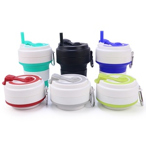 Tasse à café de voyage pliable en silicone sans BPA, 350 ml, réutilisable, avec couvercle, idéale pour le camping - Product Image 2